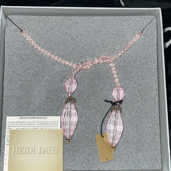 “Lux Be A Lady" Crystal Lariat Necklace - Pink by Heidi Daus - Picture 5 of 9